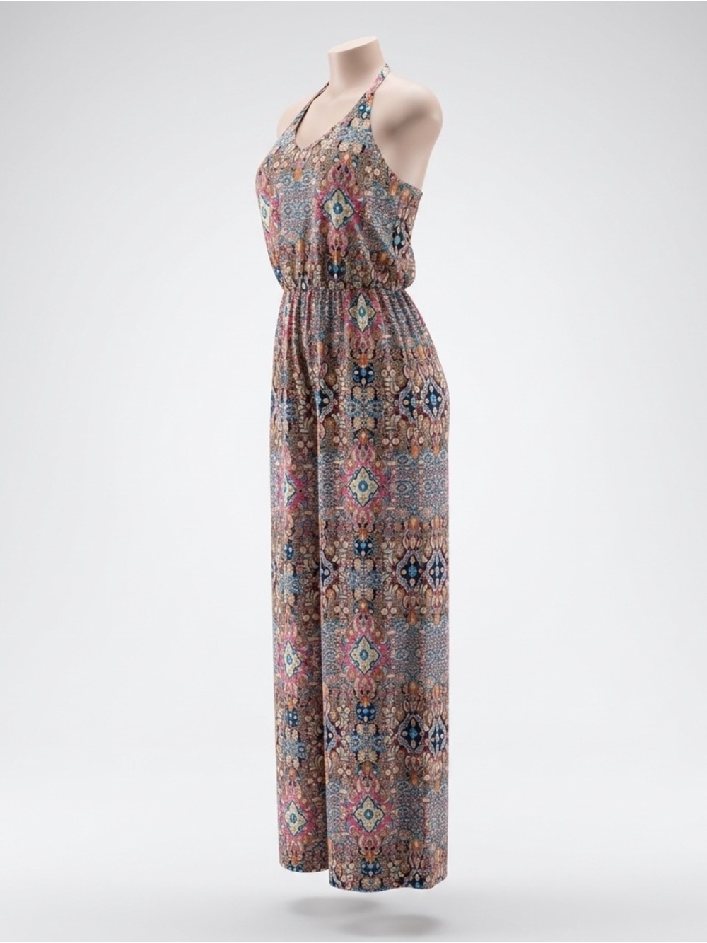 Bohemian Printed Halter Maxi Romper in Multi-Color